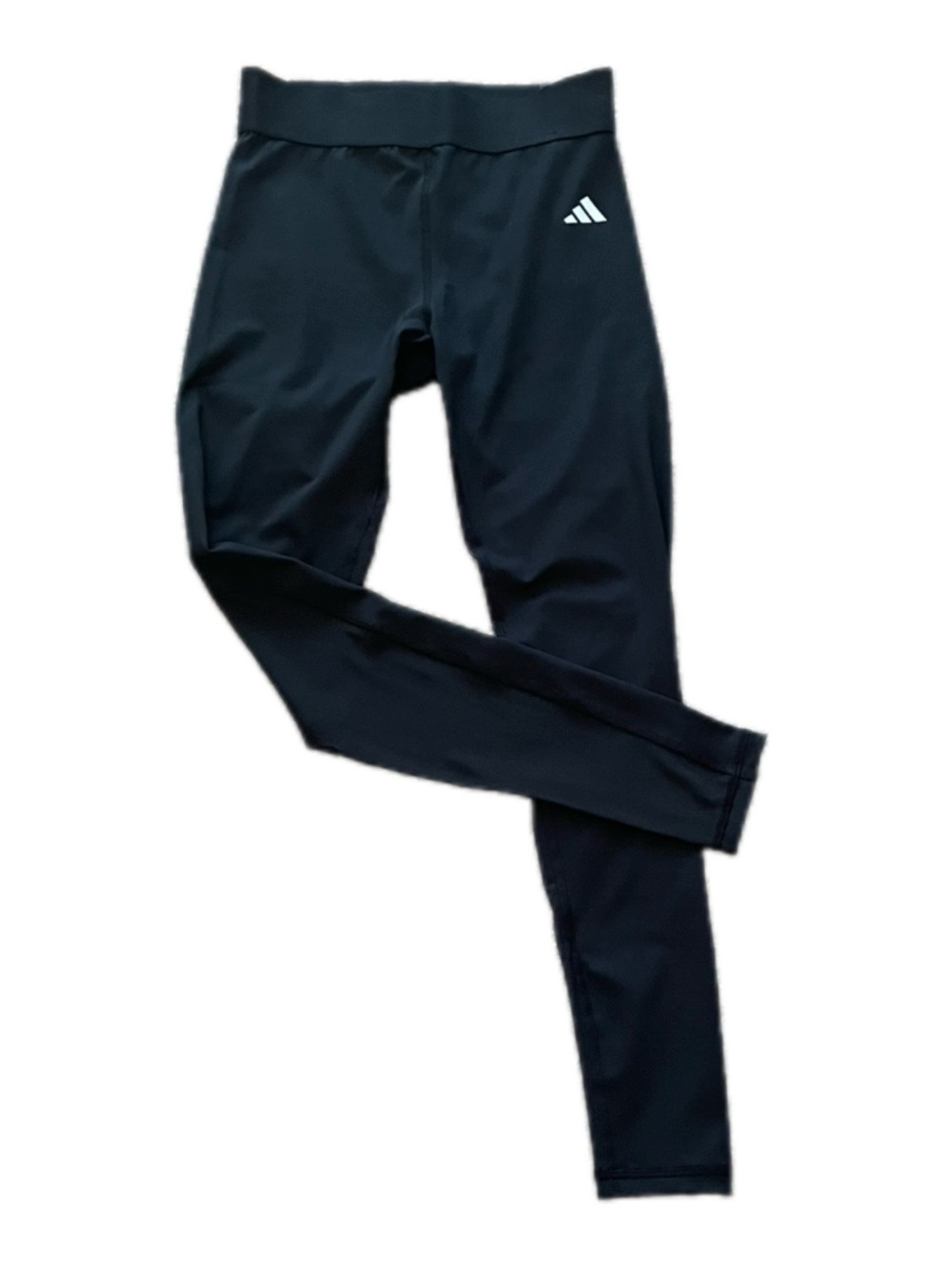 adidas New Women’s Black Athletic Leggings with White Logo - S
